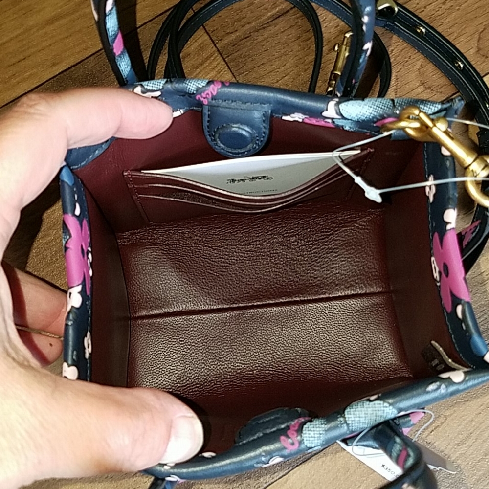 Coach Cashin Carry Tote 14 Blocked Floral / Blue - Picture 3 of 8